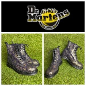 Dr Martens 1460 Pascal Baroque Purple and Gold Cristal‎ Combat Boots 10
